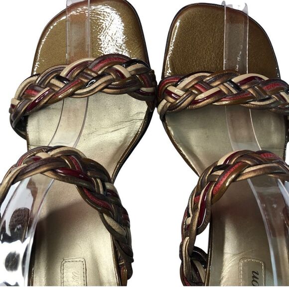 Brighton Figi Sandals Braided Metallic Tones Leather Silver Buckles Size 10 - Picture 2 of 7
